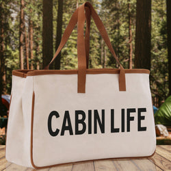 Cabin Life Cotton Canvas Chic Tote Bag Camping Tote Camping Lover Gift Tote Bag Outdoor Tote Weekender Tote Camper Tote Multipurpose Tote