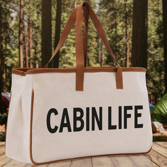 Cabin Life Cotton Canvas Chic Tote Bag Camping Tote Camping Lover Gift Tote Bag Outdoor Tote Weekender Tote Camper Tote Multipurpose Tote